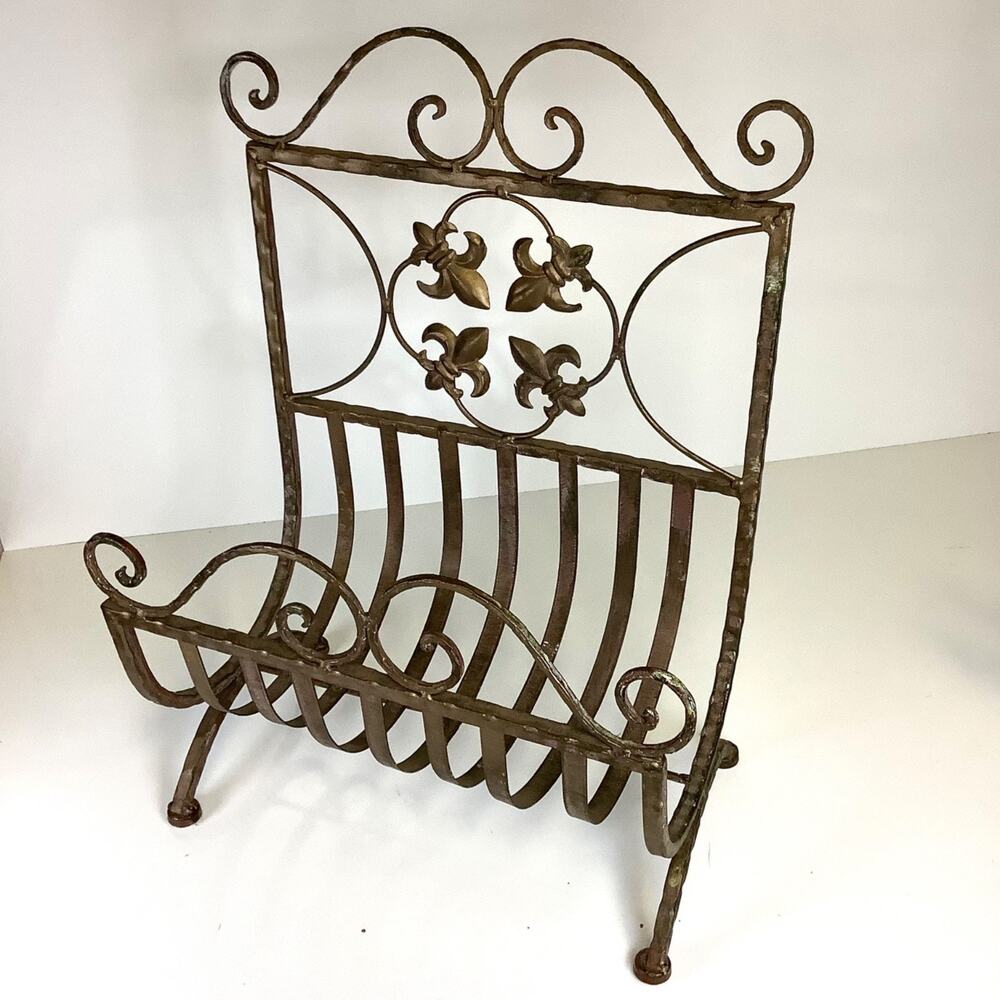 Vtg Mid Century Modern Brass Metal Magazine Newspaper Rack MCM 13.5” Wide